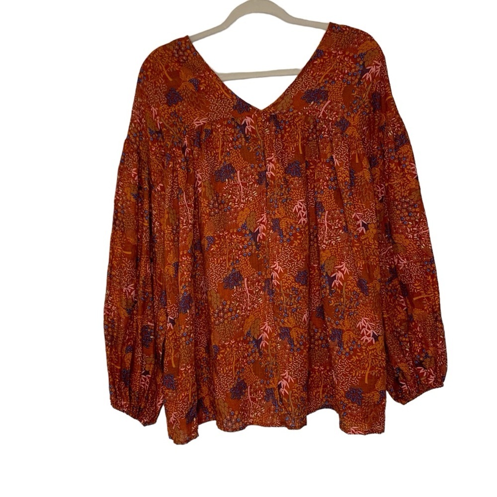 BUCKETLIST Women's Floral Blouse - Rust and Purple